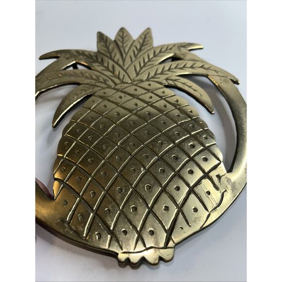 Brass Vintage Pineapple Trivet Kitchen Dining Retro Tropical Hot Pan - Picture 6 of 6